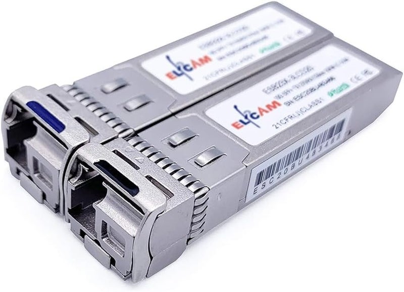 Elfcam ® - 1 Pair 10G SFP+ BiDi LC Fiber Transceiver Module, with Fiber Port LC/UPC Simplex Singlemode 9/125um OS2, Compatible with HPE (HP-Aruba), DDM 20km - Image 1